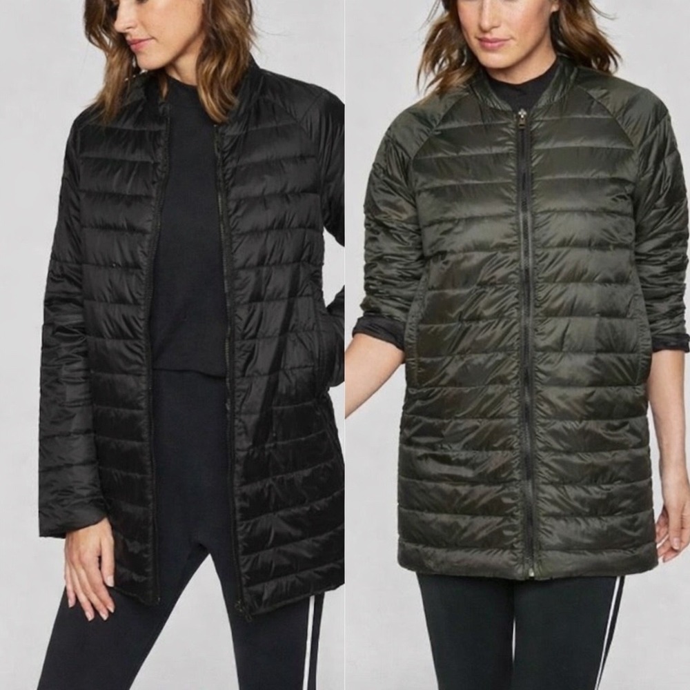Athleta ReversaWarm Down Puffer Coat Jacket size Small Packable Lightweight